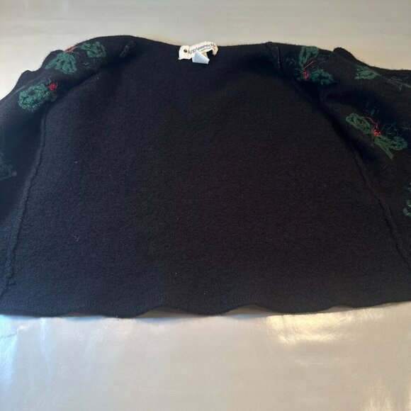 Appleseeds Poinsettia Christmas Cardigan Women Holiday Wool Blend Sweater - Picture 10 of 12